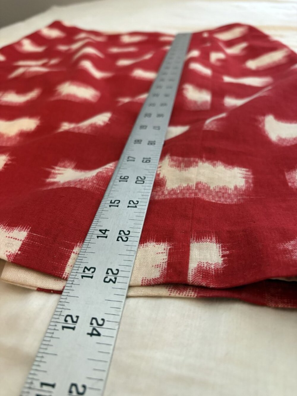 Corey Lynn Calter Pencil Skirt Size 8 Red Cream Linen Blend Ikat Print USA - Picture 9 of 9